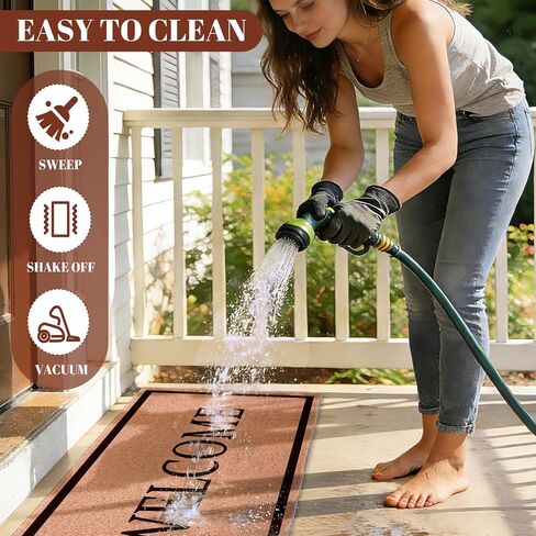 Welcome Long Doormat for Double Door Entrance, 24x59 Inch Heavy Duty Front Porch Rug with Non Slip PVC Backing, Extra Large Decorative Oversized Welcome Mat for Indoor Outdoor Entryway in Saudi Arabia