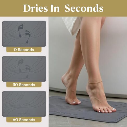 Stone Bath Mat – Diatomaceous Earth, Quick Dry & Super Absorbent, Non-Slip Base, Modern Minimalist Bathroom Mat, Luxury Shower Floor Mat for Bathroom (24x16") in Kuwait