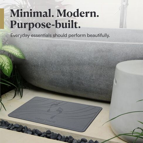 Stone Bath Mat – Diatomaceous Earth, Quick Dry & Super Absorbent, Non-Slip Base, Modern Minimalist Bathroom Mat, Luxury Shower Floor Mat for Bathroom (24x16") in Kuwait