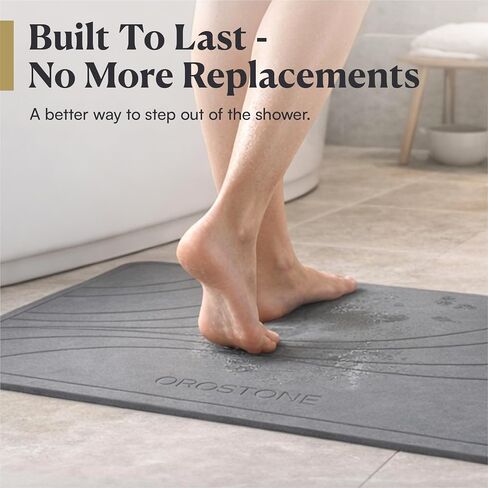 Stone Bath Mat – Diatomaceous Earth, Quick Dry & Super Absorbent, Non-Slip Base, Modern Minimalist Bathroom Mat, Luxury Shower Floor Mat for Bathroom (24x16") in Kuwait