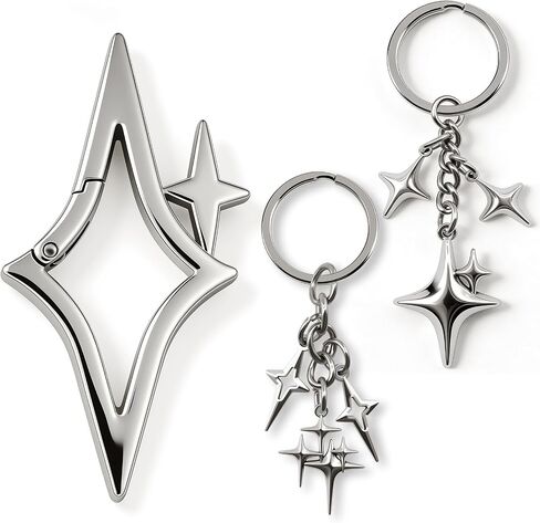 Stars Carabiner Buckle, Cool Keyring Set, Y2K Style Star-Shaped Decorative Pendant Fashion Belt Buckle for Pendants, Keys, and Bags. in Saudi Arabia