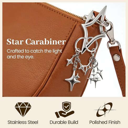 Stars Carabiner Buckle, Cool Keyring Set, Y2K Style Star-Shaped Decorative Pendant Fashion Belt Buckle for Pendants, Keys, and Bags. in Saudi Arabia