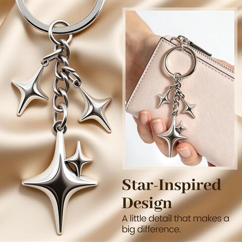 Stars Carabiner Buckle, Cool Keyring Set, Y2K Style Star-Shaped Decorative Pendant Fashion Belt Buckle for Pendants, Keys, and Bags. in Saudi Arabia