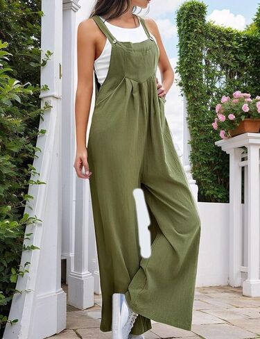 Women Jumpsuits Overalls Casual Spaghetti Strap Sleeveless Wide Leg Rompers Fashion Outfits Clothes in Kuwait