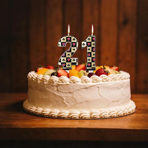 شموع عيد الميلاد الحادي والعشرون لكازينو البوكر، عدد 21 كعكة علوية مع بدلات بطاقات اللعب تصميم زينة عيد ميلاد كازينو مضحكة لمستلزمات حفلات البوكر الليلية in Kuwait