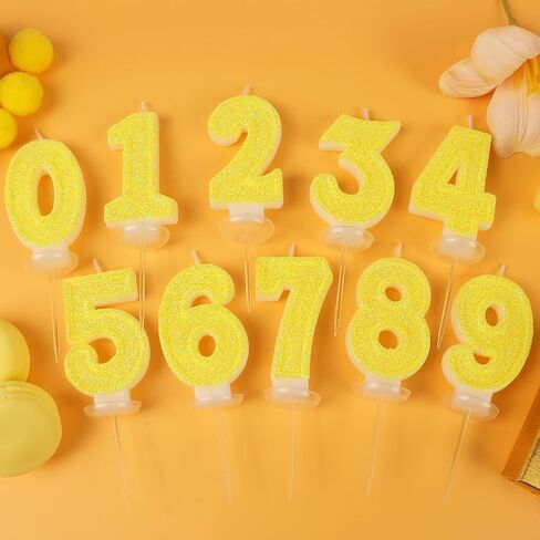 Yellow Number 1 Birthday Candle, Glitter Number Candles Girl, 1st Birthday Cake Topper Decoration, Party Supplies Anniversary Celebrations in Saudi Arabia