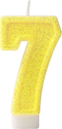 Yellow Number 1 Birthday Candle, Glitter Number Candles Girl, 1st Birthday Cake Topper Decoration, Party Supplies Anniversary Celebrations in Saudi Arabia