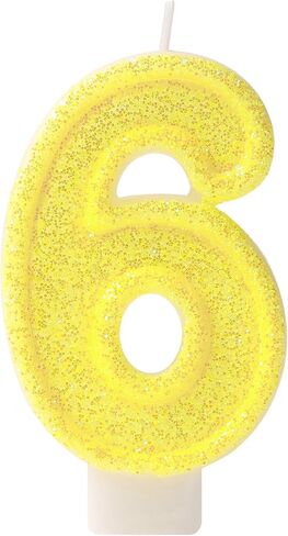 Yellow Number 1 Birthday Candle, Glitter Number Candles Girl, 1st Birthday Cake Topper Decoration, Party Supplies Anniversary Celebrations in Saudi Arabia