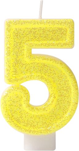 Yellow Number 1 Birthday Candle, Glitter Number Candles Girl, 1st Birthday Cake Topper Decoration, Party Supplies Anniversary Celebrations in Saudi Arabia