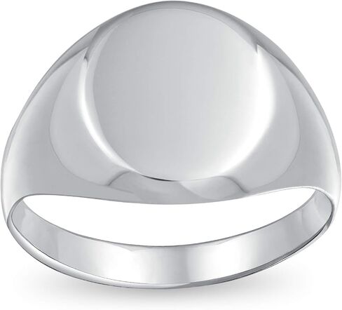 Bling Jewelry Basic Simple Initial Monogram Engravable .925 Sterling Silver Oval Signet Ring For Men Women Teen Shinny Polish Finish in Kuwait