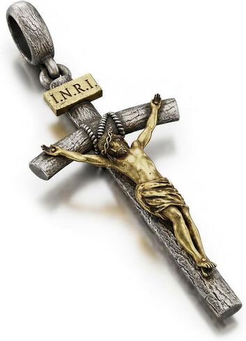 Catholic Crucifix Necklace for Men and Women, Exquisite Medium/Large Crucifix Pendant, Vintage Gold&Silver Tone, Faith Jewelry with Luxury Gift Box in Saudi Arabia