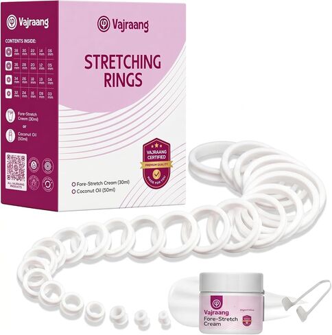 Vajraang Stretching Rings Kit | 20 Graduated Silicone Rings + Cream + Removal Tool + Manual in Saudi Arabia