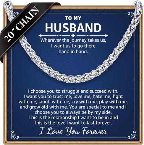 IEFLIFE Gifts for Men - Stainless Steel Wheat Chain Necklace Gifts for Him Men, Anniversary Birthday Gift for Husband Boyfriend, Chain Necklace Gift for Son Grandson Jewelry in Saudi Arabia