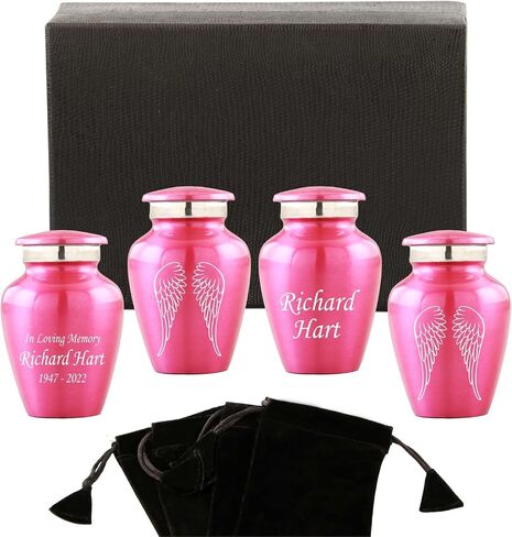 Personalized Engraving Angel Wings Keepsake Cremation Urns for Human Ashes - Decorative Urns for Ashes Female & Male, Urns for Ashes Adult, Funeral Urns - 4 Small Keepsakes in Saudi Arabia