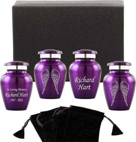 Personalized Engraving Angel Wings Keepsake Cremation Urns for Human Ashes - Decorative Urns for Ashes Female & Male, Urns for Ashes Adult, Funeral Urns - 4 Small Keepsakes in Saudi Arabia