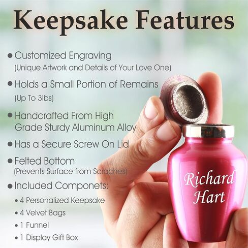 Personalized Engraving Angel Wings Keepsake Cremation Urns for Human Ashes - Decorative Urns for Ashes Female & Male, Urns for Ashes Adult, Funeral Urns - 4 Small Keepsakes in Saudi Arabia