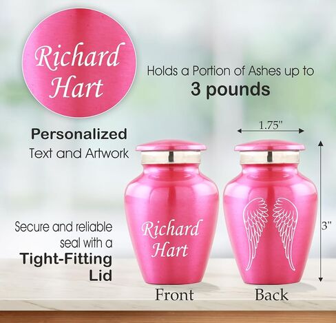 Personalized Engraving Angel Wings Keepsake Cremation Urns for Human Ashes - Decorative Urns for Ashes Female & Male, Urns for Ashes Adult, Funeral Urns - 4 Small Keepsakes in Saudi Arabia