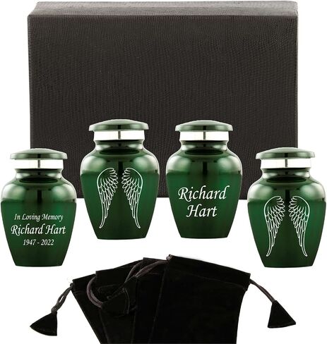 Personalized Engraving Angel Wings Keepsake Cremation Urns for Human Ashes - Decorative Urns for Ashes Female & Male, Urns for Ashes Adult, Funeral Urns - 4 Small Keepsakes in Saudi Arabia