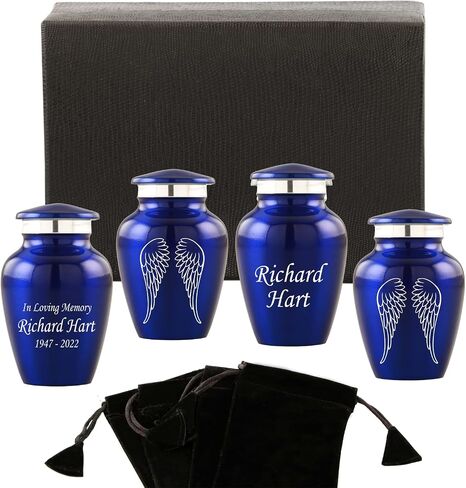 Personalized Engraving Angel Wings Keepsake Cremation Urns for Human Ashes - Decorative Urns for Ashes Female & Male, Urns for Ashes Adult, Funeral Urns - 4 Small Keepsakes in Saudi Arabia