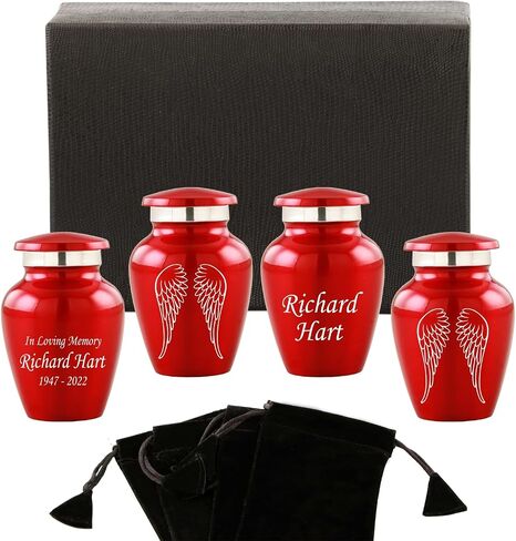 Personalized Engraving Angel Wings Keepsake Cremation Urns for Human Ashes - Decorative Urns for Ashes Female & Male, Urns for Ashes Adult, Funeral Urns - 4 Small Keepsakes in Saudi Arabia