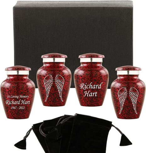 Personalized Engraving Angel Wings Keepsake Cremation Urns for Human Ashes - Decorative Urns for Ashes Female & Male, Urns for Ashes Adult, Funeral Urns - 4 Small Keepsakes in Saudi Arabia