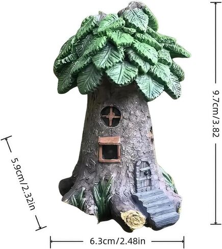 Fairy Garden Tree House Statue, Tiny Resin Fairy House Figurine, Home Decoration for Mini Landscape & Plant Pot Decor in Kuwait
