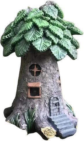 Fairy Garden Tree House Statue, Tiny Resin Fairy House Figurine, Home Decoration for Mini Landscape & Plant Pot Decor in Kuwait