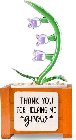 Crystal Lily of the Valley Potted Glass Flowers Ornament Emotional Support Plant for Women,Thank You for Helping Me Grow Gift Appreciation Gifts Thank You Gifts for Teachers Mentor Supervisor in Saudi Arabia