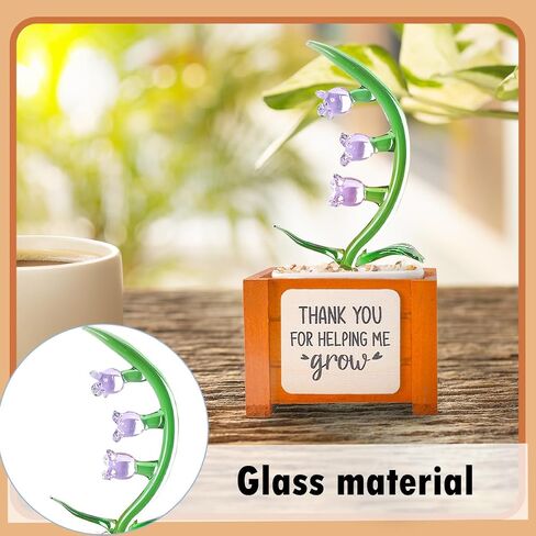 Crystal Lily of the Valley Potted Glass Flowers Ornament Emotional Support Plant for Women,Thank You for Helping Me Grow Gift Appreciation Gifts Thank You Gifts for Teachers Mentor Supervisor in Saudi Arabia