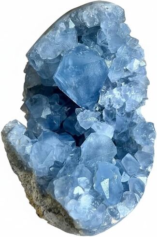 Large 2.2-2.6lb Raw Celestite Crystal Cluster Geode Egg - Natural Crystal for Home/Office Decor Healing Crystal Christmas Gift Natural Crystal Stone (1000-1200g, 10-20cm) in Saudi Arabia