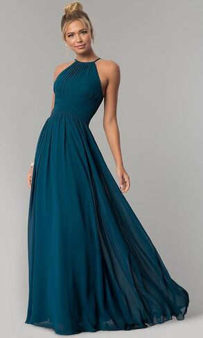 Halter Chiffon Bridesmaid Dresses for Wedding Long A Line Formal Evening Gown in Kuwait