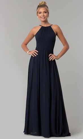 Halter Chiffon Bridesmaid Dresses for Wedding Long A Line Formal Evening Gown in Kuwait