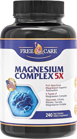 820mg Magnesium Complex 240 Veggie Capsules,for Women & Men with Magnesium Glycinate,Citrate, Malate,Taurate & Orotate for Sleep, Mood, Muscle Relaxation & Nerve Function Vegan Friendly, Non-GMO in Saudi Arabia