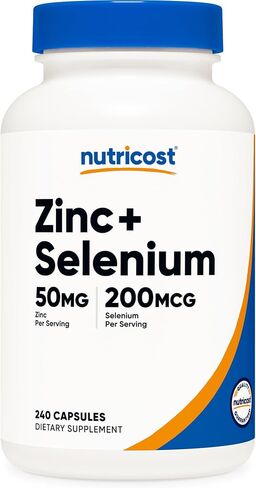 Nutricost Zinc (50mg) with Selenium (200mcg) 240 Capsules - Vegan, Gluten-Free, GMO-Free in Kuwait