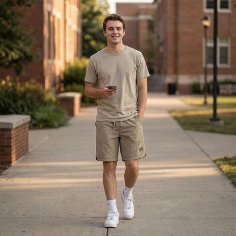 Men's Lightweight Polyester Shorts, Elastic Waist Drawstring Casual Shorts, Quick Dry Workout Shorts for Men in Kuwait