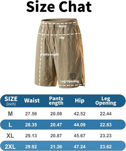 Men's Lightweight Polyester Shorts, Elastic Waist Drawstring Casual Shorts, Quick Dry Workout Shorts for Men in Kuwait