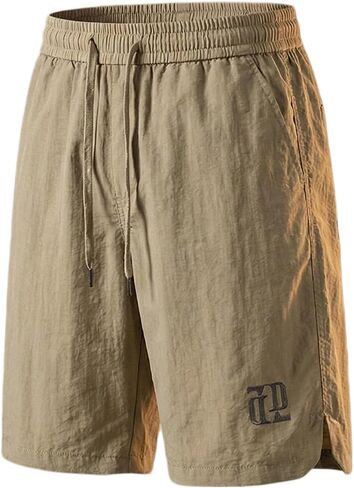 Men's Lightweight Polyester Shorts, Elastic Waist Drawstring Casual Shorts, Quick Dry Workout Shorts for Men in Kuwait