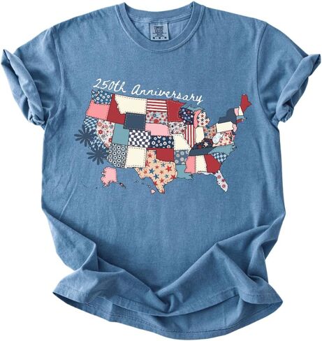 250th Anniversary USA Map T-Shirt - Patriotic America Semiquincentennial Patchwork Design Comfort Colors Tee in Saudi Arabia