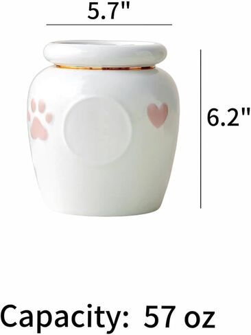 WF Ceramic Pet Ashes Keepsake, Design of Metal Threaded Cover Compatible with Cats for Dogs Memorial Ashes Urn 28 oz in Saudi Arabia