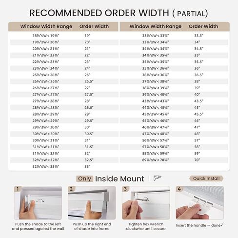 Grandekor No Tools No Drill Cordless Cellular Shades,34" W x 64" H,Blackout Honeycomb Blinds for Indoor Windows,UV Protection Privacy No Drill Blinds for Home,Door,White in Saudi Arabia