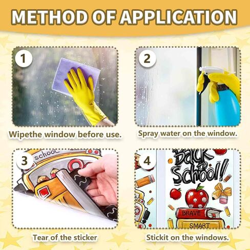 8 Sheets Back to School Window Clings,Cute School Bus Pencils Apple Window Stickers Reusable Double-Sided Window Decals for Classroom School Decor Welcome Party Supplies Glass Sticker in Saudi Arabia