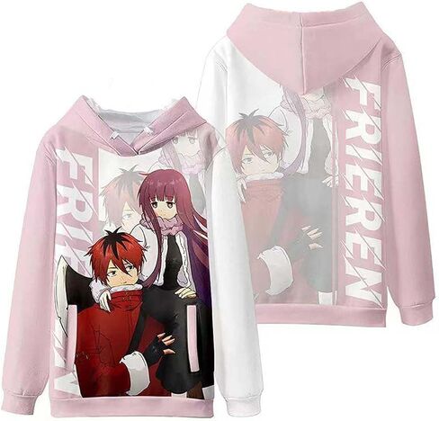Frieren Hoodie Anime Frieren Beyond Journey's End Hoodies Cosplay 3D Printed Long Sleeve Pullover in Saudi Arabia