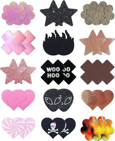 CICKEE Nipple Pasties Rave - 15/27 Pairs Pack Sticky Bra Nipple Covers for Women - Disposable Breast Patch in Saudi Arabia