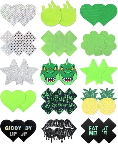 CICKEE Nipple Pasties Rave - 15/27 Pairs Pack Sticky Bra Nipple Covers for Women - Disposable Breast Patch in Saudi Arabia