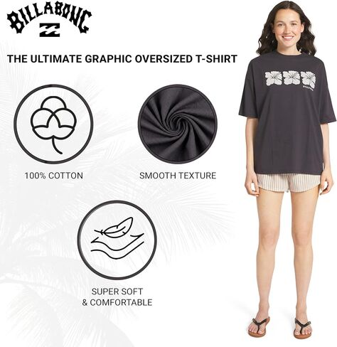 Billabong Women's Relaxed Fit Premium Soft Cotton Tee Short Sleeve Graphic Oversized T-Shirt in Kuwait