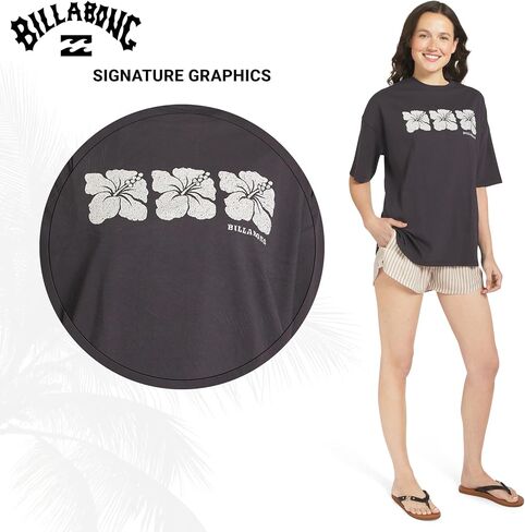 Billabong Women's Relaxed Fit Premium Soft Cotton Tee Short Sleeve Graphic Oversized T-Shirt in Kuwait