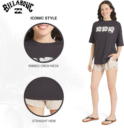 Billabong Women's Relaxed Fit Premium Soft Cotton Tee Short Sleeve Graphic Oversized T-Shirt in Kuwait
