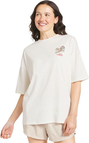 Billabong Women's Relaxed Fit Premium Soft Cotton Tee Short Sleeve Graphic Oversized T-Shirt in Kuwait
