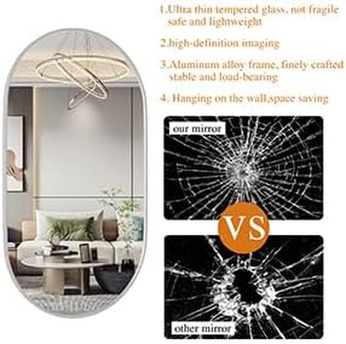 Protylctaster Oval Bathroom Mirror,24x36'' Silver Mirror,Wall Mirrors,Bathroom Mirror Oval,Pill Shaped Mirrors,Entryway Mirror (Silver) in Saudi Arabia