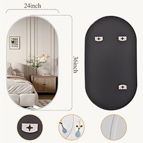 Protylctaster Oval Bathroom Mirror,24x36'' Silver Mirror,Wall Mirrors,Bathroom Mirror Oval,Pill Shaped Mirrors,Entryway Mirror (Silver) in Saudi Arabia